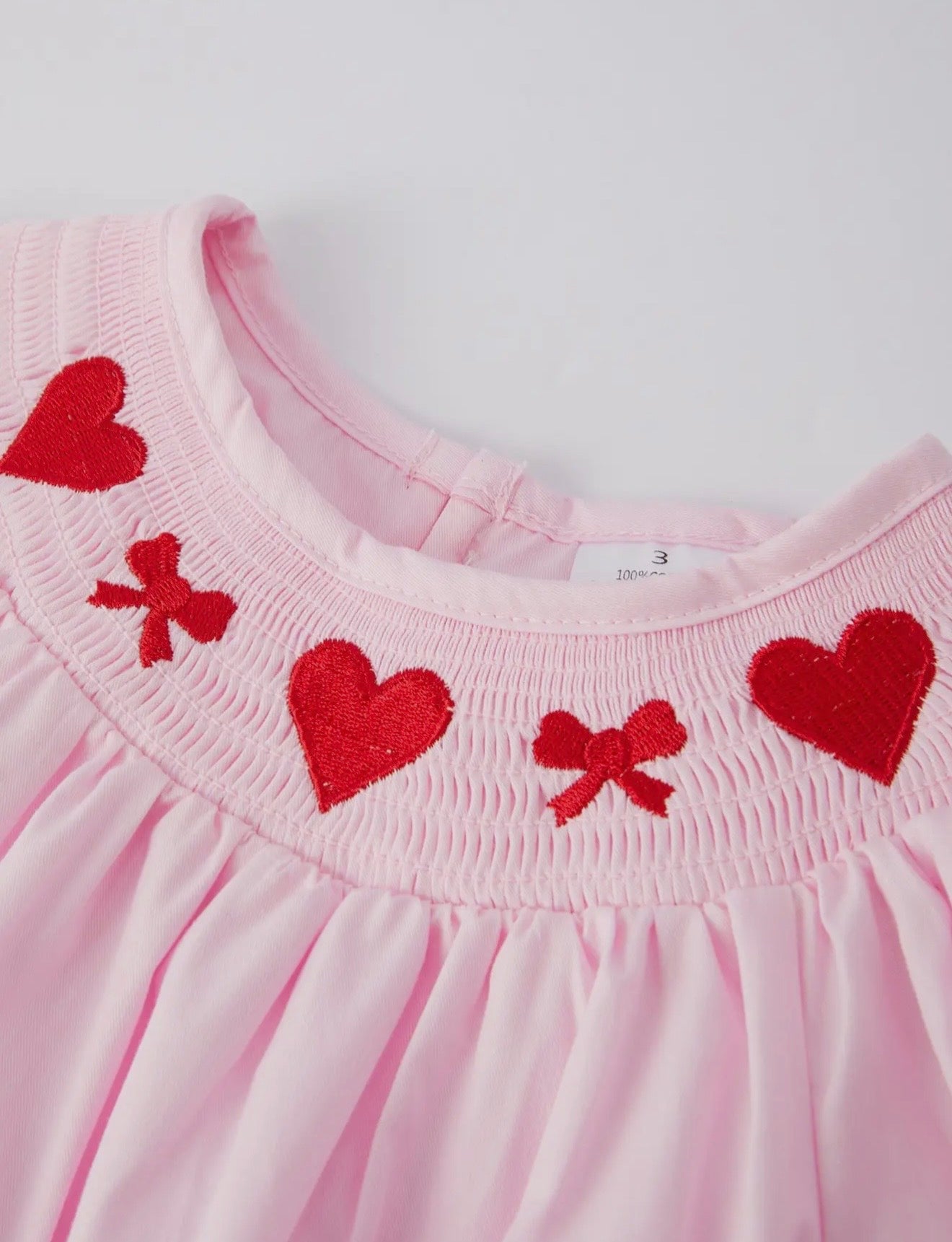 Pink Smocking Embroidery Long Sleeve Girls Dress